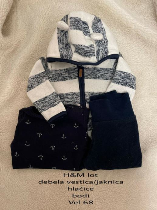 Baby lot H&M jaknica,hlače i body vel.68