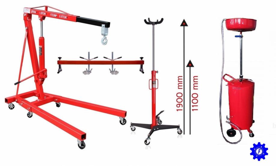 Dizalica za motor 2T +dizalica za getribu posuda za ulje 75l +most