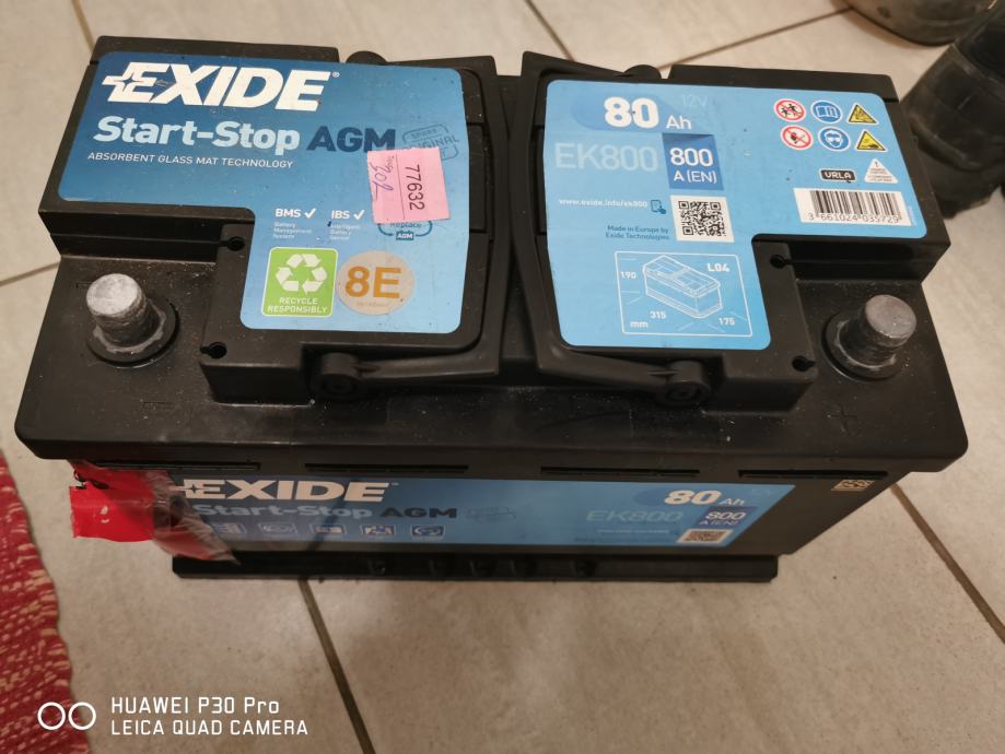 Akumulator EXIDE EK800 80Ah 800A AGM