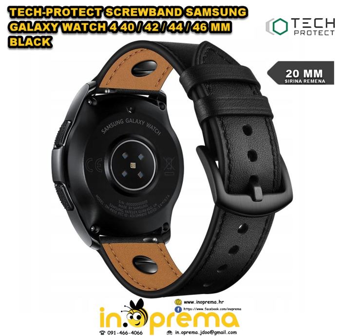 SAMSUNG GALAXY WATCH 4 NARUKVICA REMEN 40 42 44 46 MM KOZNA CRNA