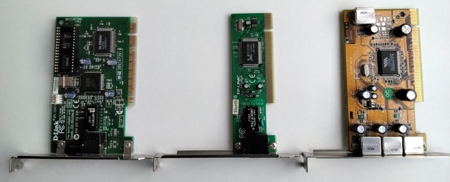 2x PCI mrežna kartica i 1x PCI trostruka USB kartica