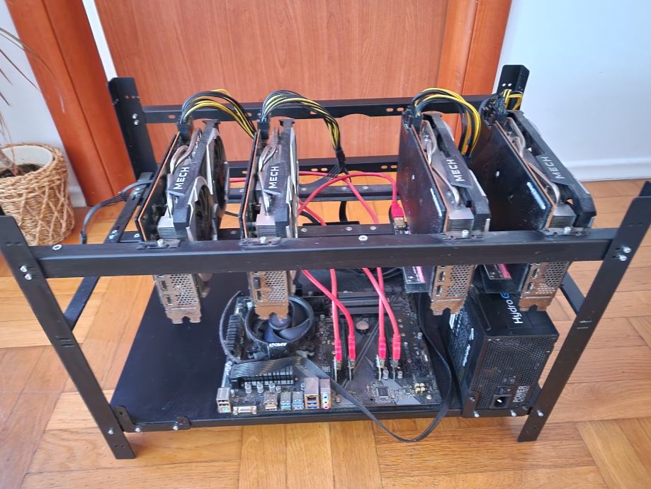 Mining rig 4x graficke MSI AMD Radeon RX6700XT 12gb