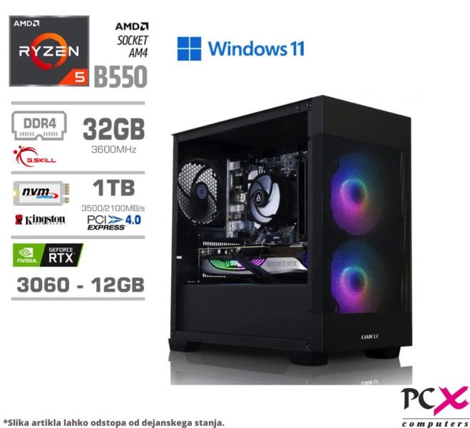 RAČUNALNIK PCX Računalnik PCX Exton, Ryzen 5/32GB/1TB/Win11