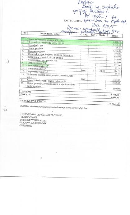 Vaillant VK 36/4-1 - kotao sa spremnikom za toplu vodu VIH 120/5