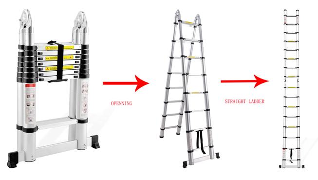 Alu teleskopske ljestve (2x8 stepenica / 250-500 cm)