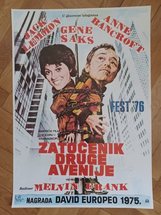 Filmski plakat Zatočenik druge avenije,Jack Lemon 1975.godina