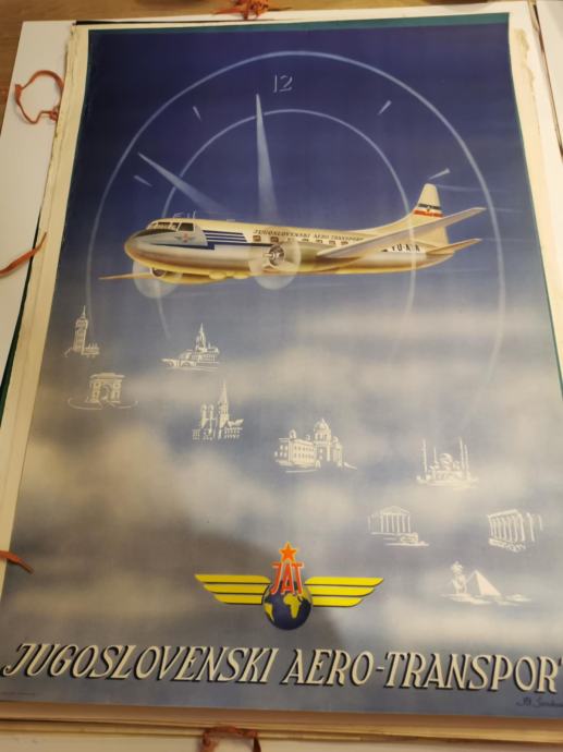 JAT jugoslovenski aero transport plakat original