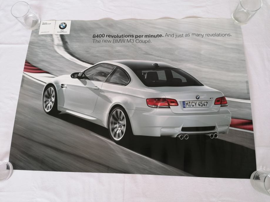 ORIGINALNI PLAKAT POSTER BMW M3 COUPE 60cm x 84cm AUTOMOBIL