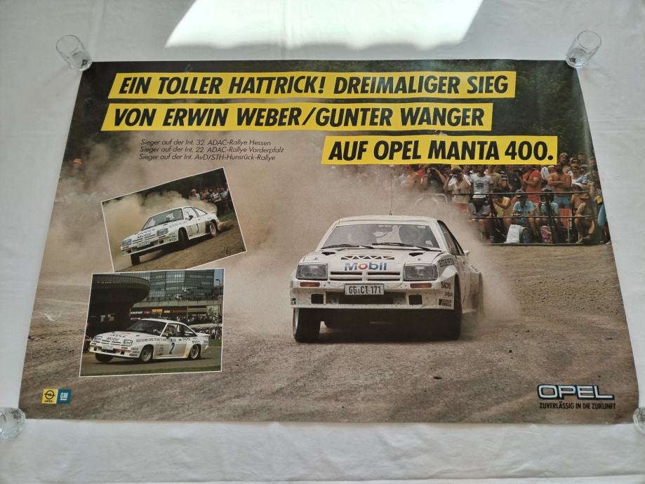 ORIGINALNI PLAKAT POSTER OPEL MANTA 400 RALLY 98cmx68cm