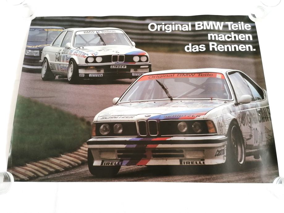 ORIGINALNI PLAKAT POSTER TRKAĆI BMW SERIJE 3 + 6 AUTOMOBIL  84cmx 60cm