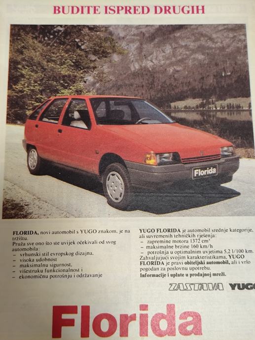 Poster - Zastava Yugo Florida - Budite ispred drugih