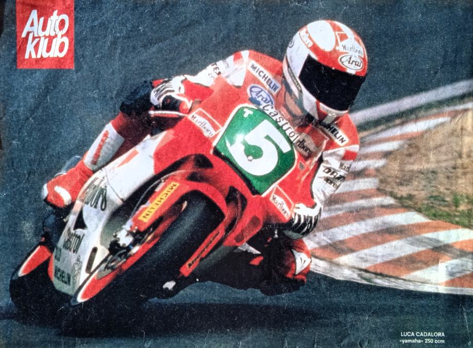 POSTER - LUCA CADALOGA YAMAHA 250 ccm MOTO UTRKE MOTORI Auto klub 1990