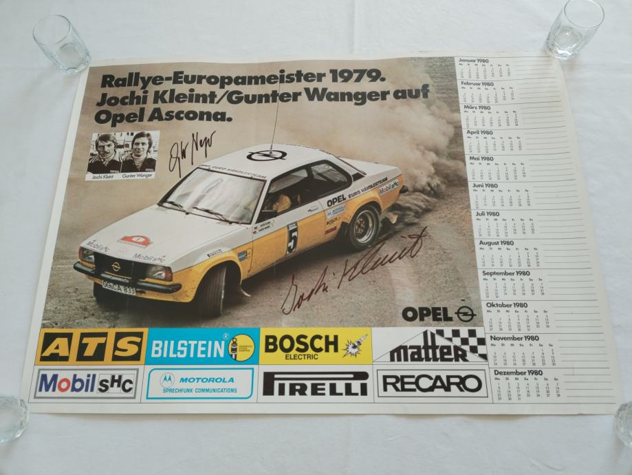 POSTER OPEL ASCONA RELI + KALENDAR za 1980. godinu 59cmx42cm