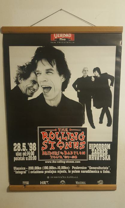 ROLLING STONES  plakat Bridges To Babylon tour 98  Hipodrom.Zagreb