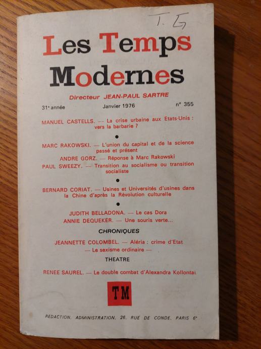 Les Temps MODERNES - Directeur : Jean-Paul SARTRE / Janvier 1976.