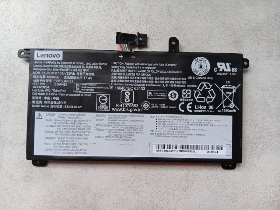 Orginal Lenovo baterija za ThinkPad T470 T480 T570 T580  FRU: 01AV493