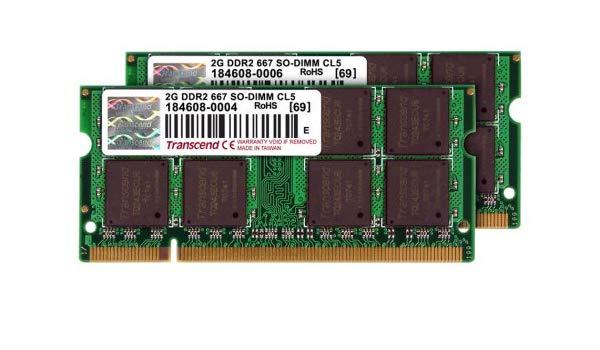 2x2GB(4GB) TRANSCEND DDR2 667 SO-DIMM CL5 čip: transcend