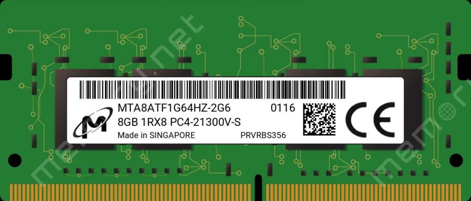 Micron So-Dimm Ram 8GB 1x DDR4-2666 PC4-21300 | Novo | Orig. | R1 Rač.