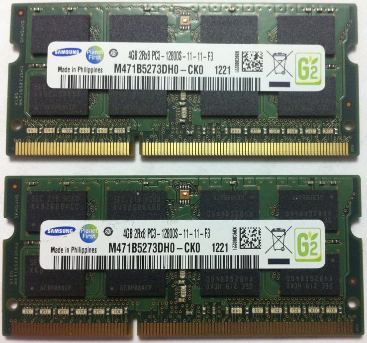 8GB (2 x 4GB) Samsung DDR3 1600MHz SODIMM Laptop Memory Module RAM