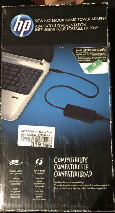 HP 90W notebook Smart Power adapter novi zapakirani