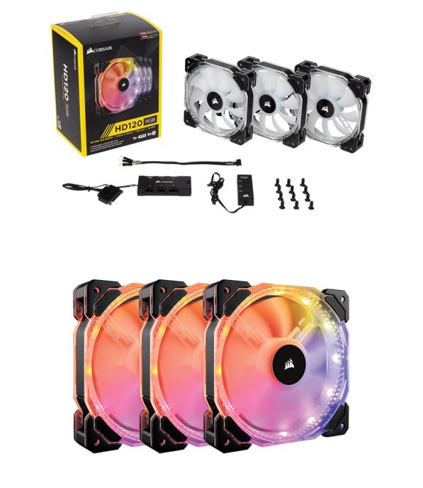 CORSAIR HD120 RGB LED 120 MM FAN (3 pack)