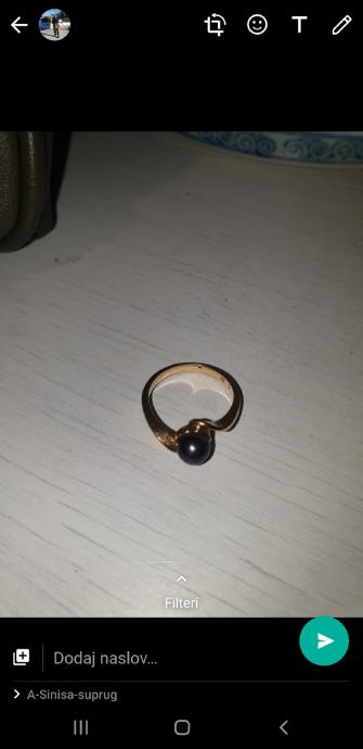 Prsten zlato 585 s pravim crnim .biserom