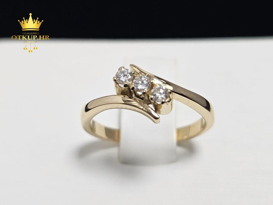 ZLATNI PRSTEN S DIJAMANTIMA 0.12ct 14K / R1, RATE !