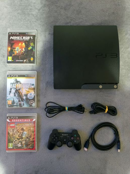 PS3 Slim 500GB + 3 Igre