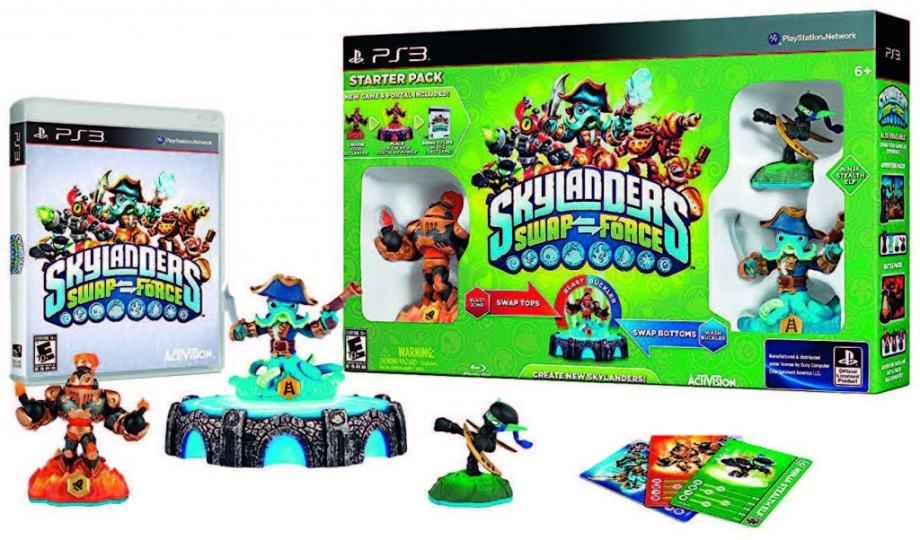 Skylanders SWAP FORCE PS3 starter pack, DVD, portal, figure, 25eur.