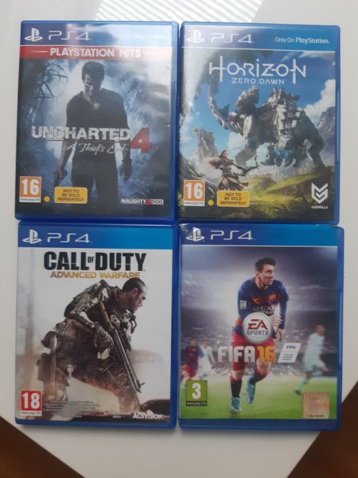 PS 4 igre -Uncharted,Horizon Zero Down, Fifa 16