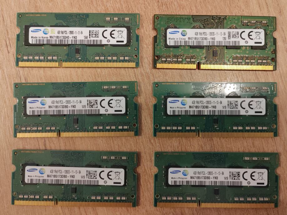 6x 4GB DDR3 PC3L-12800L 1600MHz soDIMM