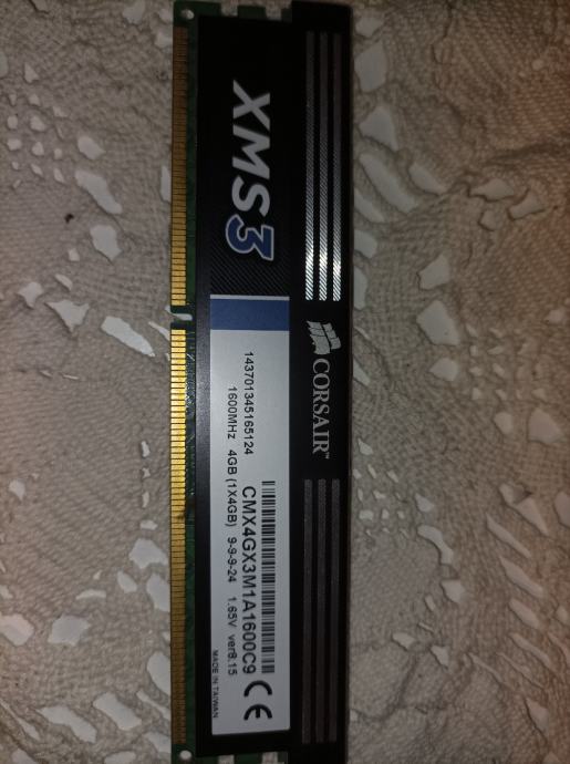 Corsair DDR3 RAM 4gb, 1600 mhz