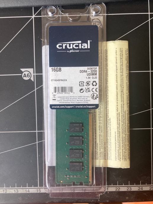 Crucial CT16G4DFRA32A, 16GB DDR4 3200MHz/400MHz, CL22, (1x16GB)