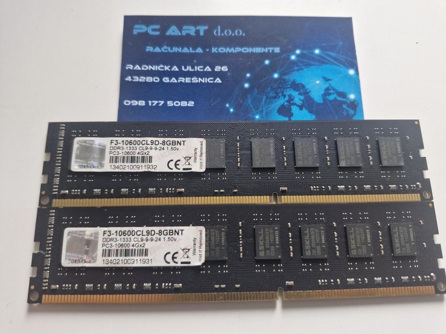 G.SKILl 8GB (2x4GB) DDR3, PC3 2Rx8 10600, 1333 MHz - Račun / R1