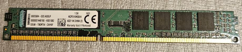 KINGSTON 4 GB DDR3 RAM desktop, 1600 MHz, DIMM, rabljeno KCP316NS8/4