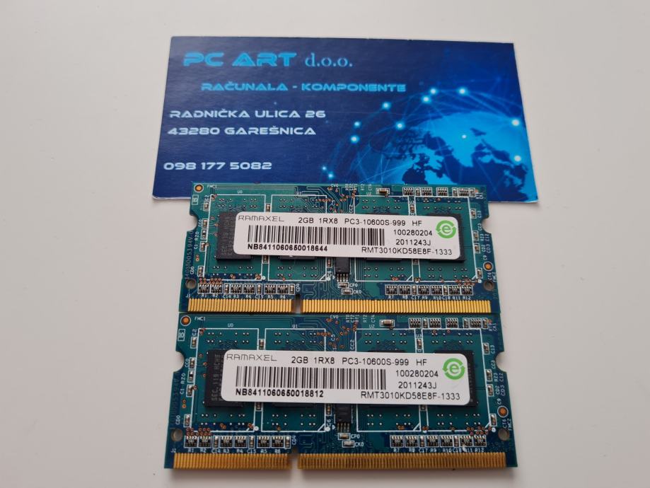 Ramaxel 4GB (2x2GB) DDR3, PC3 10600S, 1333 MHz SODIMM - Račun / R1