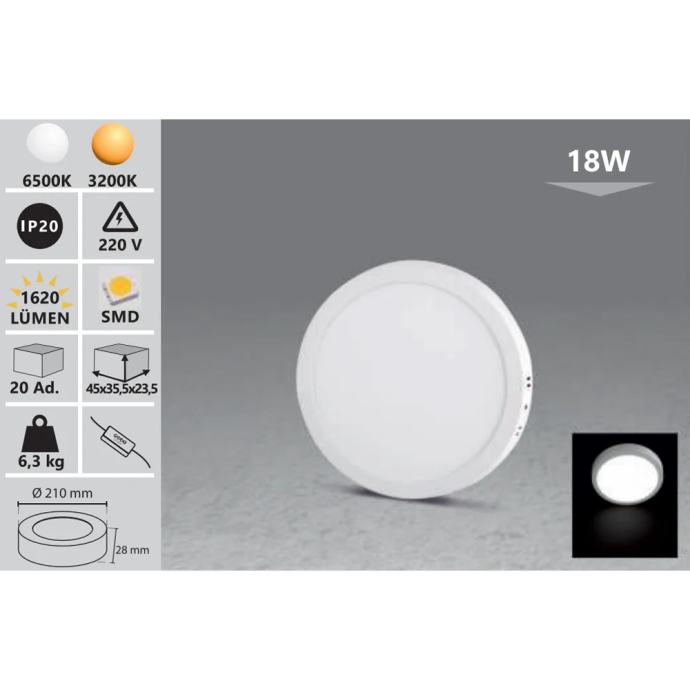 Nadgradni tanki LED panel - 18 W