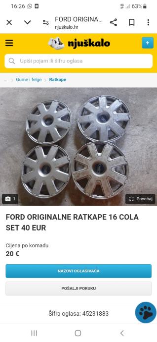 FORD ORIGINALNE RATKAPE 16 COLA SET 30 EUR