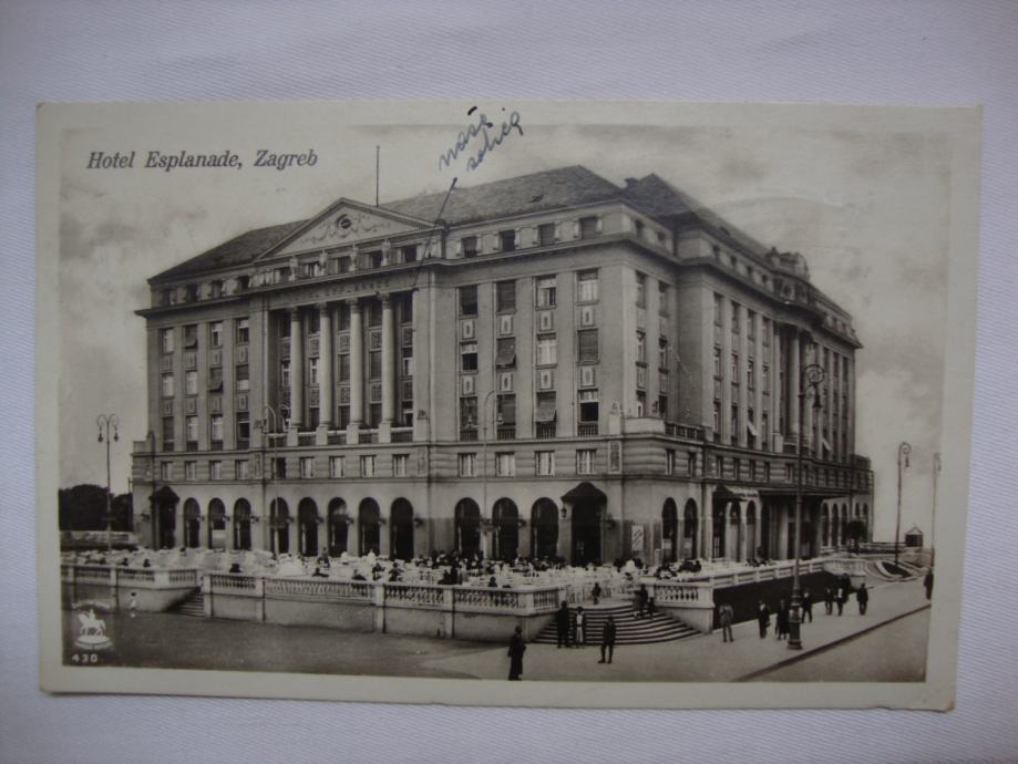 HOTEL ESPLANADE,ZAGREB-Razglednica putovala za Korčulu 1929.