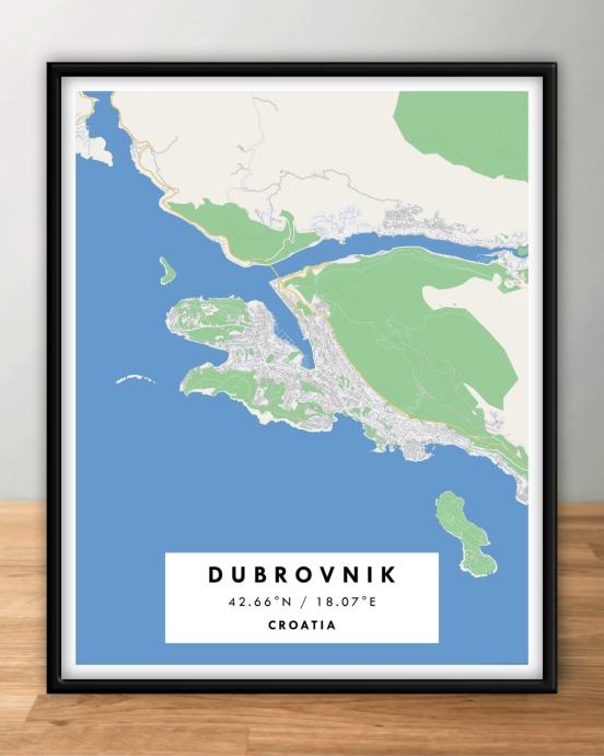 Karta Dubrovnika, poster grada