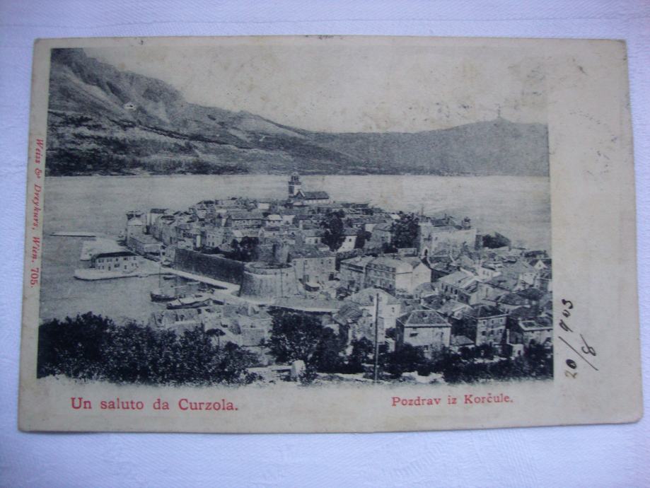 KORČULA - Pozdrav iz Korčule - Dopisnica  1900. -1903.god. - putovala