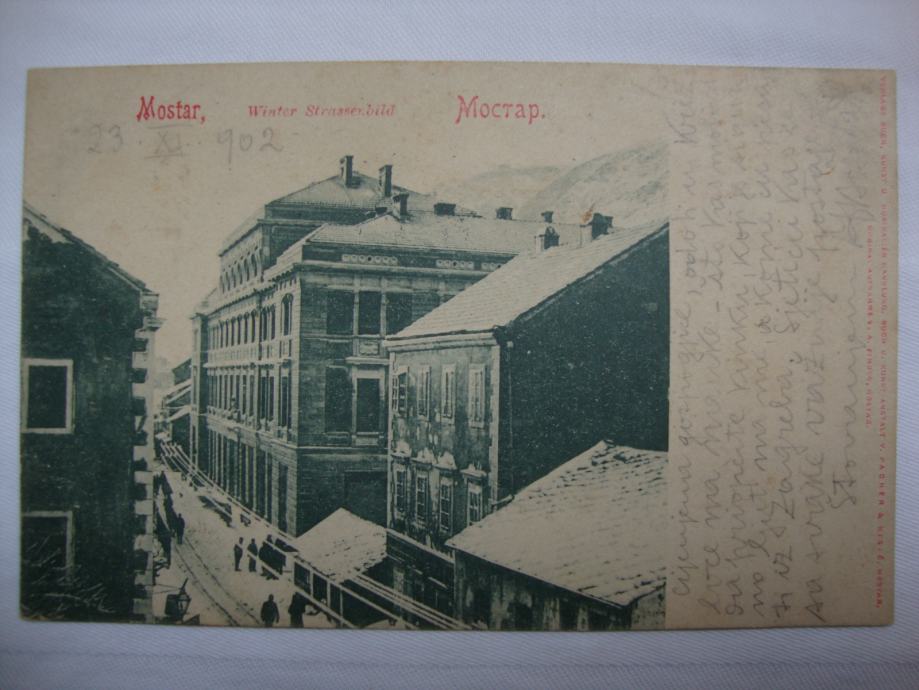 MOSTAR,WINTER STRASSENBILD ,OLD POSTCARD 1902. KISIĆ