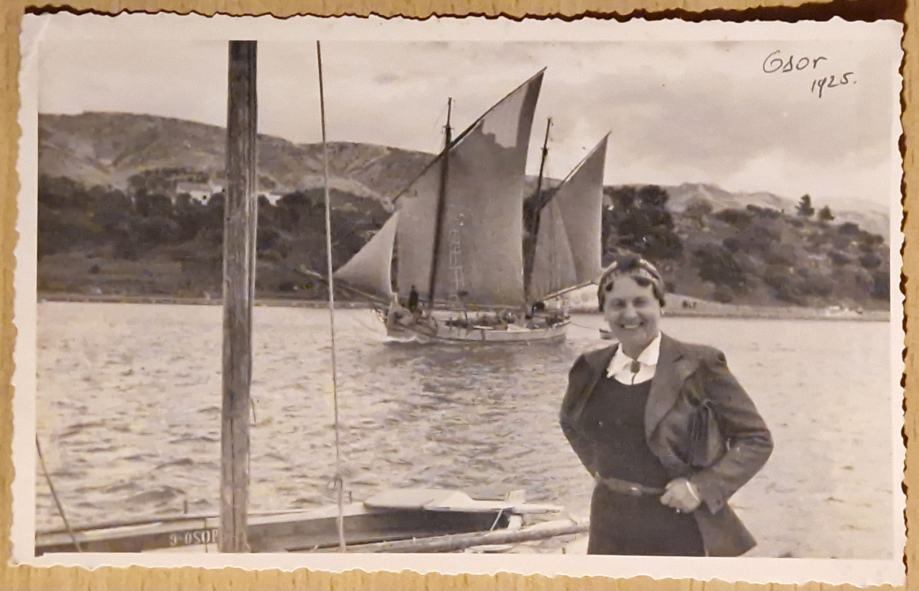 Stara RPPC fotografija Osor Ossero Otok Cres Jedrenjak 1925.