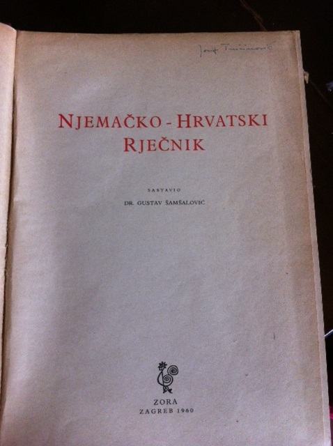 G. Šamšalović, Njemačko-hrvatski rječnik, 1960.