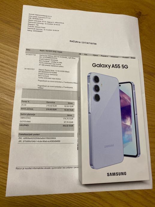 Samsung Galaxy A55 5G 8/256GB Awesome Iceblue **NOVO** Zapakirano!