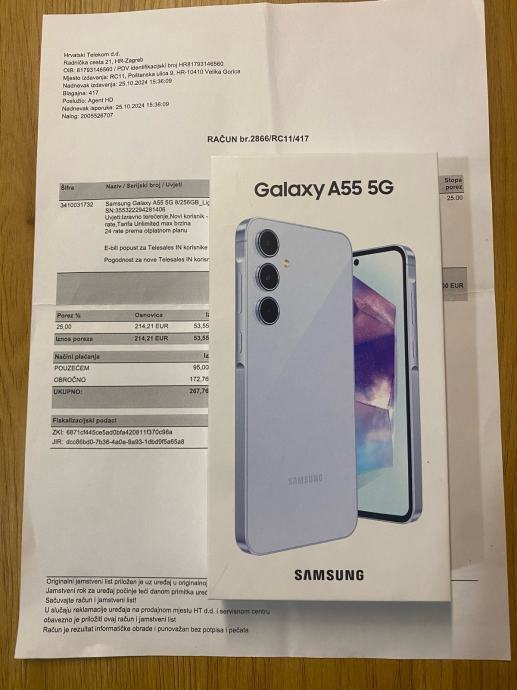 Samsung Galaxy A55 5G 8/256GB Awesome Iceblue **NOVO** Zapakirano!