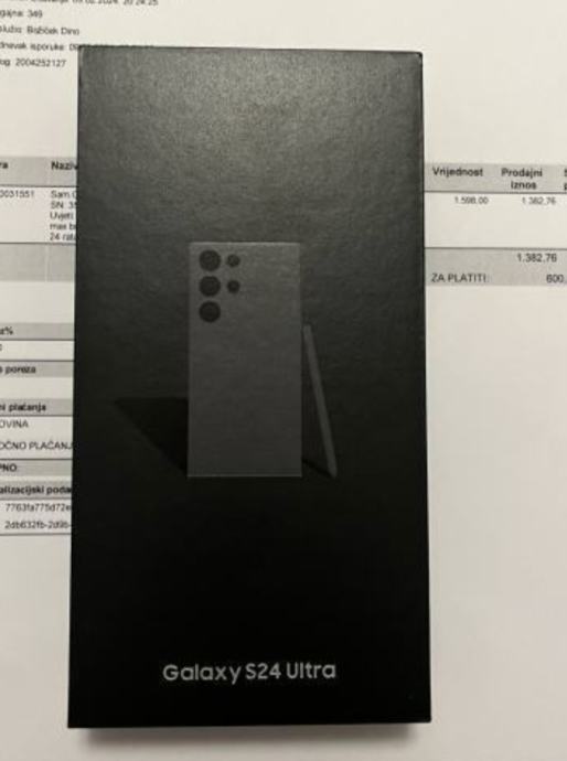 SAMSUNG S24 ULTRA 5G 256GB BLACK NOVO VAKUM RAČUN 24 MJESECA GARANCIJA