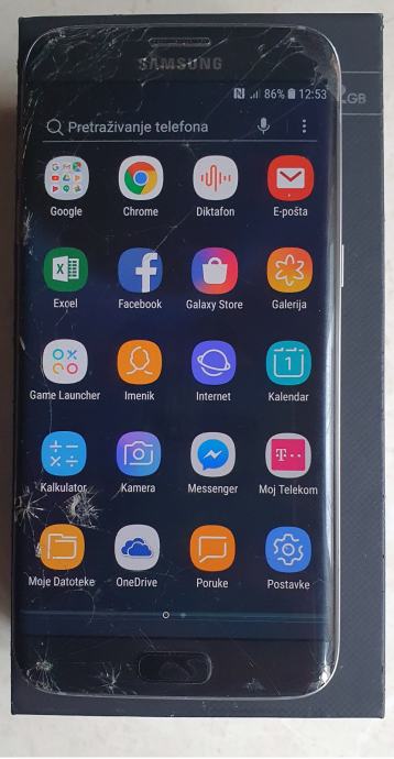 Prodajem SAMSUNG Galaxy S7 Edge s razbijenim kaljenim staklima