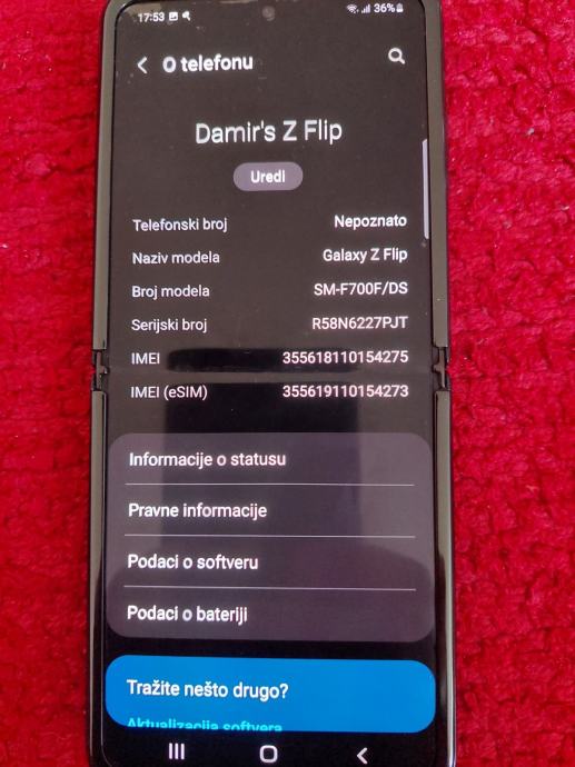 Samsung z flip 8/256 odgovara zamjena