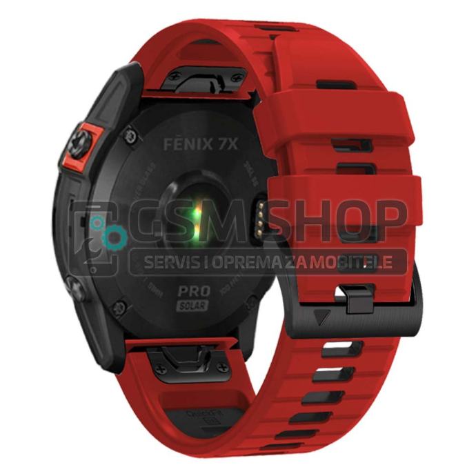 Silikonski remen Garmin Fenix 8 51mm 7X Fenix 6X 26mm crveno-crni